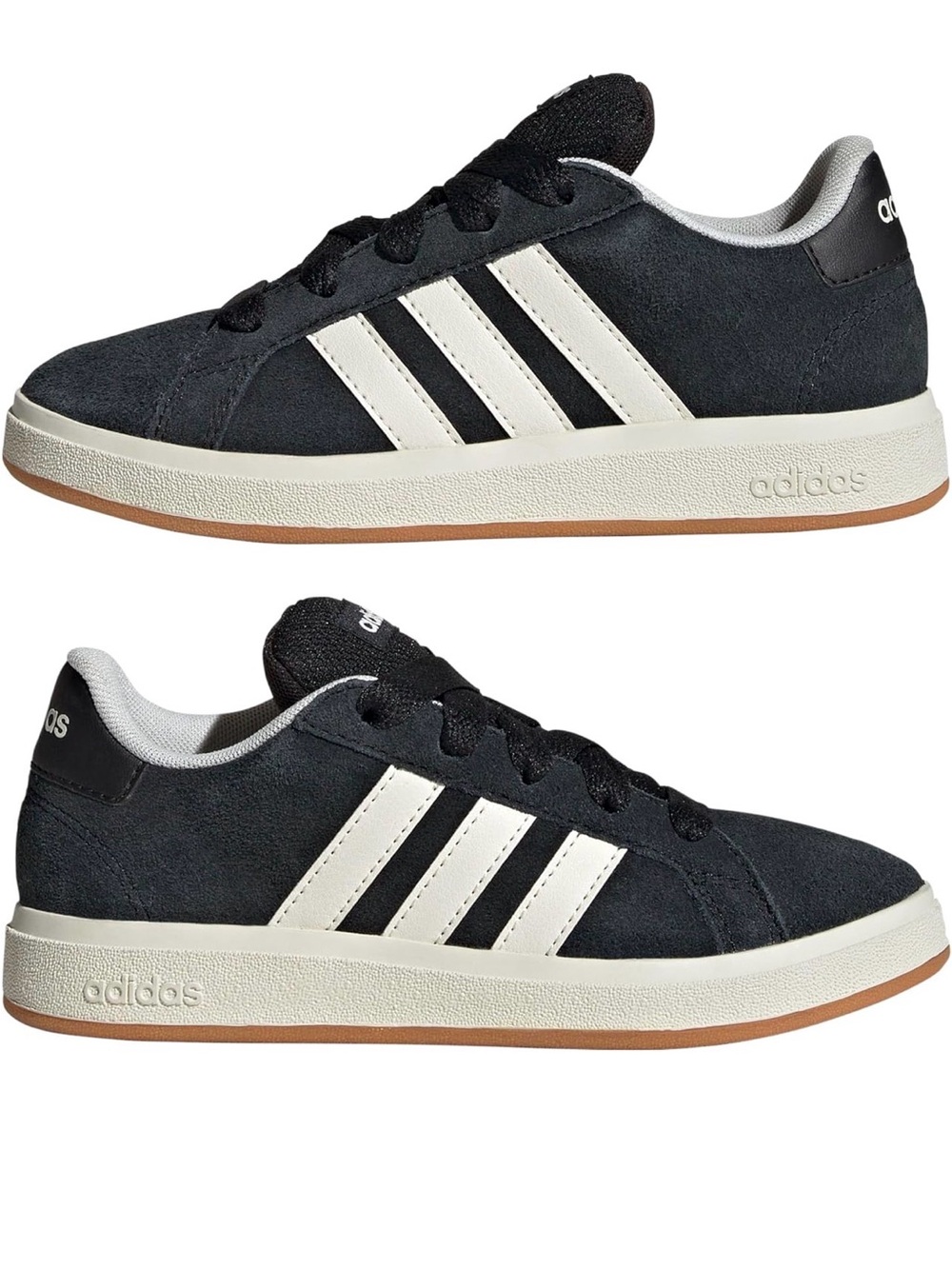 Adidas Kids' Unisex Grand Court 00s Shoes sneakers black & white size 3, EUC